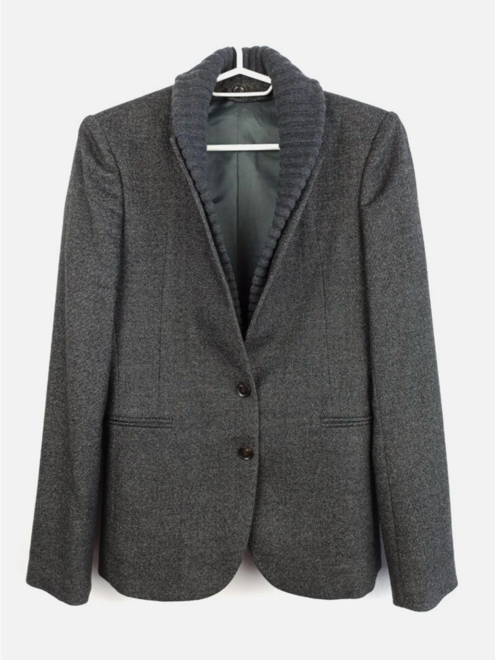 Gucci Gray  Wool Cashmere Blazer Jacket with Removable Knit Collar IT 36 US 0